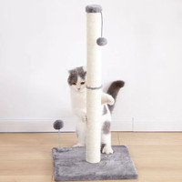 Griffoir pliable pour chat, tour à griffer en sisal avec balle suspendue, poteau en sisal avec jouet en peluche