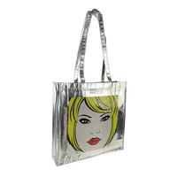 Sac de shopping réutilisable promotionnel en non-tissé noir, or, argent, sac de courses en non-tissé avec logo imprimé personnalisé