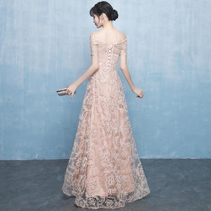 <span class=keywords><strong>Robe</strong></span> de soirée dorée champagne pour femmes Nouvelle réunion annuelle Hôte élégante Décolleté épaules dénudées Coupe ajustée <span class=keywords><strong>Longue</strong></span> - Product Image 4