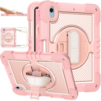 360 béquille rotative pliable avec dragonne Sliicon PC antichoc coque armure robuste pour iPad 10e génération housse de 10.9 pouces