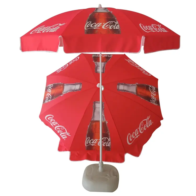 중국 공장 큰 야외 대형 안뜰 우산 파라솔 인쇄 비치 우산 회사 로고 사용자 정의 브랜드 비치 우산