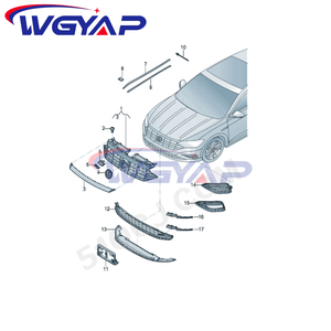 WGYAP OEM Grille avant pour 2019 Volkswagen Jetta Syncro New Fit ABS Numéros de modèle 17G 853 653 B <span class=keywords><strong>17A</strong></span> 853 651 E R L AD AK AM - Product Image 5