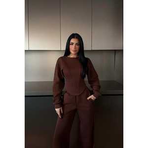 Conjunto Deportivo Oska Marrón, Transpirable, Reflectante, de Terciopelo y Nailon, para Invierno, Talla Grande XL, con Logotipo Estampado, 2 Piezas, MOQ 2 Piezas - Product Image 3