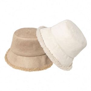 Winter Suede Fabric <b>Plain</b> Fluffy Basin Hat Warm Plush Berber Fleece Bucket <b>Cap</b> - Product Image 6