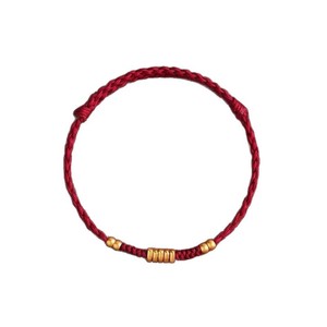 Bracelet en corde de fer rouge <span class=keywords><strong>Wufu</strong></span> Ankang avec perles dorées porte-bonheur pour femme, tressé à la main, pour cette année de vie, cadeau porte-bonheur - Product Image 5