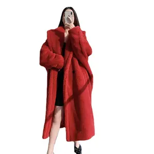 Yingquanz trade assurance suppliers Custom teddy long fur coat womens real 100% wool shearling