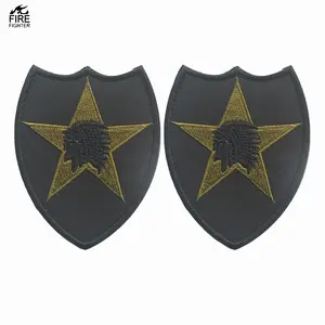 Parche bordado táctico tipo escudo bordado negro de la 2ª División de Infantería de EE. UU. Para apliques de uniforme de chaqueta - Product Image 1