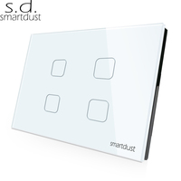 Smartdust Nouveaux appareils intelligents Interrupteur mural Wi-Fi 4 voies pour la domotique, interrupteur tactile en verre