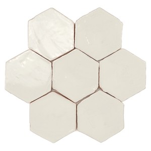 Piastrella Esagonale Vitri Vintage Bianco Etna 11 X 12,5 Cm Smaltata con Bordi Irregolari - Product Image 1