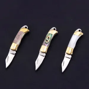 Bộ sưu tập dao Keychain Cleaver lưỡi công cụ mini Dao Bỏ túi với đồng thau và vỏ tự nhiên xử lý