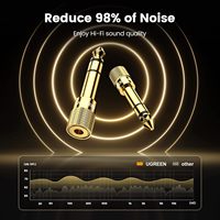 UGREEN Adaptateur audio stéréo 6,35 mm (1/4) mâle vers 3,5 mm (1/8) femelle, plaqué or, pour haut-parleur, casque, guitare