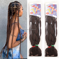 Cheveux à Tresser Synthétiques Yaki Prédéfinis Doux et Lisses Africains TZ Tresses Jumbo Crochets, Trame Simple, 48 Pouces, 180g, Vente en Gros
