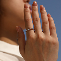 Bague empilable en moissanite couleur D 0,1 carat, argent sterling 925, anneaux ronds perlés tendance pour femmes, bijoux fins