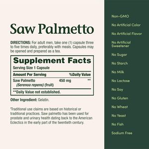 Fabricant de compléments alimentaires à base de palmier nain, 450 mg pour la santé de la prostate et des voies urinaires, 250 capsules de palmier nain - Product Image 3