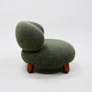 Fauteuil individuel vert crème moderne, style décontracté et tendance, en tissu bouclé, pour salon et chambre à coucher - Product Image 3