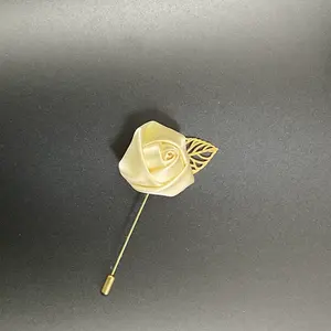 Atacado Moda Personalidade Red Gold Leaf Rose <span class=keywords><strong>Flower</strong></span> Homens Broche Terno De Casamento Peito Acessórios Host Corsage - Product Image 6