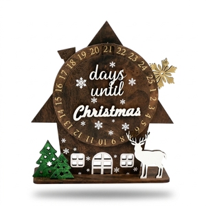 <span class=keywords><strong>Calendrier</strong></span> de l'Avent en contreplaqué, décoration de Noël en forme de roue rotative, ornement de table vintage pour les fêtes de Noël, vente en gros - Product Image 1