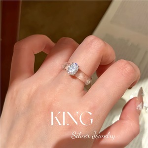 King Silver Jewelry Faceted Crystal Ring Women's Fashion Geometric Design Everyday Wear - Product Image 3