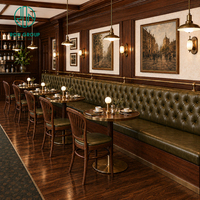 Ensemble de table et de chaises en bois vintage sur mesure Ron Group pour hôtel, mobilier commercial, sièges en cuir capitonnés pour restaurant