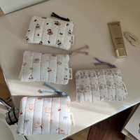 Trousse de Maquillage Matelassée en Coton Écologique à Motif Animalier de Dessin Animé, Grande Capacité, Portable avec Fermeture Éclair pour Rangement Quotidien