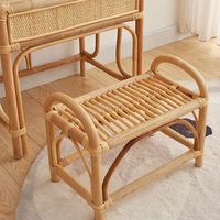 Miroir en rotin tressé à la main de style nordique rétro, table de maquillage pour enfants avec armoire de rangement multifonctionnelle