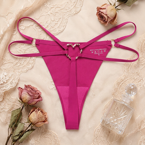 Women Sexy Heart Ring <b>Thong</b> Panties Solid Double Straps Low Waist T-Back Underwear Breathable <b>Seamless</b> Underwear for Women - Product Image 1