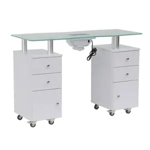 Super popular nail table top glass with fan desk nail table variety of styles for you to choose