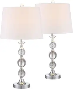 Modern masa lambaları 2 Set yığılmış kristal top gümüş beyaz davul gölge oturma odası aile yatak odası başucu