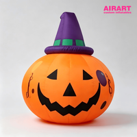 Citrouille gonflable publicitaire d'Halloween avec chapeau de sorcier pour la décoration de jardin, statue de citrouille gonflable pour idées de fêtes en plein air