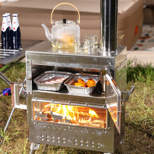 Poêle à bois d'extérieur Yancan, grand four chauffant pliable, poêle de camping pour tente, en acier inoxydable, portable, double usage - Product Image 2