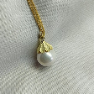 Pendentif en argent S925, jupe de princesse, 11-12mm, grande perle ronde blanche, avec finition mate, haute qualité, propre et élégant - Product Image 4