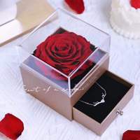 Coffret cadeau de Noël et de la Saint-Valentin, roses éternelles préservées, fleurs, boîtes cadeaux de bijoux
