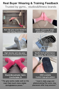 Calcetines <span class=keywords><strong>de</strong></span> Pilates Antideslizantes <span class=keywords><strong>de</strong></span> Algodón Personalizados con Logotipo |   Calcetines <span class=keywords><strong>de</strong></span> Yoga Ecológicos con Agarre para Entrenamiento en Estudio y Marcas <span class=keywords><strong>de</strong></span> Fitness - Product Image 6