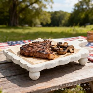 Wooden Serving <b>Tray</b> White Solid Shape For Cake Pastry Steak Food Display Party Birthday Dining Table Bread <b>Snack</b> Rack - Product Image 5