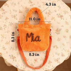 Personalized Women's Corduroy <b>Tote</b> <b>Bag</b>, Mini Crossbody <b>Bag</b>, Casual Shoulder-<b>Bag</b> with Name, Handbag for Picnic Camp Travel - Product Image 6