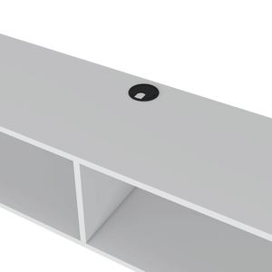 Soporte de TV de granja moderno blanco DB Moore, gabinete de madera MDF blanco flotante para muebles de sala de estar - Product Image 5