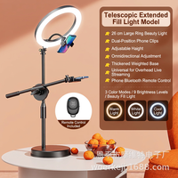 Support de bureau réglable avec anneau lumineux LED et pince pour téléphone, rotation universelle pour le streaming en direct et la prise de vue