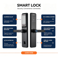 Serrure de porte intelligente 3D avec reconnaissance faciale, serrure de porte électronique numérique biométrique à empreintes digitales pour la maison