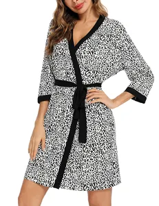 Fashion New Design Black and White Bamboo sleepwear robe