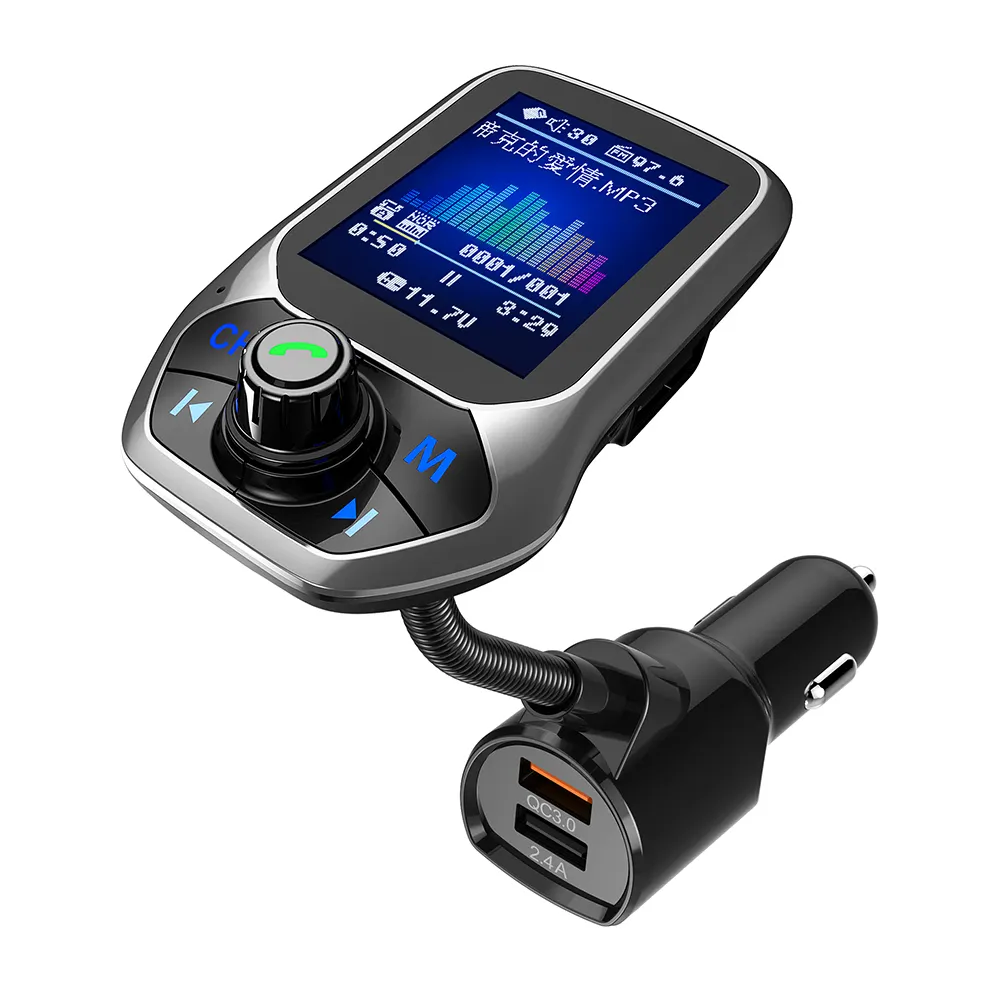 Araba BT 3.0 FM verici eller serbest MP3 müzik çalar alıcısı çift USB QC3.0 şarj TF ve U Disk müzik ses alıcısı