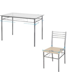Glass-finished dining <b>table</b> and chair set, simple and elegant, suitable <b>for</b> home, <b>kitchen</b>, apartment, rental, and <b>small</b> - Product Image 5