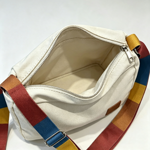 Sac de courses en toile écologique avec fermeture éclair, blocs de couleur, sangle large réglable, pour usage quotidien, logo personnalisé - Product Image 3