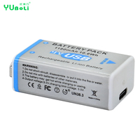 Batterie lithium rechargeable USB 9V 1180mAh 10.6Wh pour multimètre, détecteur de fumée, microphone sans fil