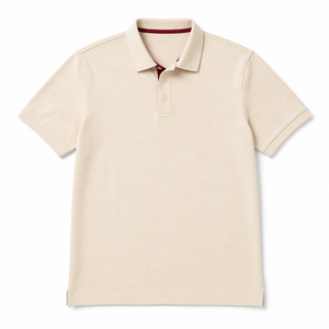 Polo personnalisé pour homme en piqué uni 100% coton à fibres longues mercerisé, coloris marine, beige, blanc cassé, anthracite, coupe ajustée, pour affaires, OEM - Product Image 1
