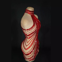Nouvelle Robe de Soirée BH1926 Élégante et Sexy à Col Halter, Taille Empire, Sans Manches, Ornée de Diamants, avec Panneaux en Maille Transparente et Jupe Courte