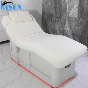 Table de spa blanche Kisen, design simple et élégant en forme de S, nouvelle conception, chaise de beauté pour femmes, lit de massage facial confortable pour les cils - Product Image 4