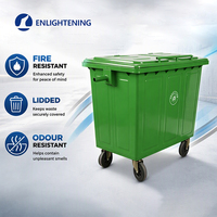 Poubelle à pédale en métal personnalisée de 660 L, bac à déchets extérieur pour le recyclage, avec roues, pour hôtel, jardin, aéroport