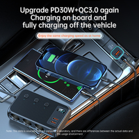 Adaptor Pemisah Pemantik Rokok Mobil 3 Soket Tekstur Serat Karbon PD USB C Pengisian Cepat Sakelar Independen Kit Monitor
