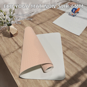 Tapis de yoga TPE en dropshipping, 8 mm, double couche, antidérapant, écologique, logo personnalisé, impression UV - Product Image 2