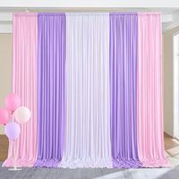 Rideaux de fond de scène roses extensibles dans quatre sens, sans plis, pour fêtes, 5*12FT, longs rideaux de fond de scène en polyester soyeux